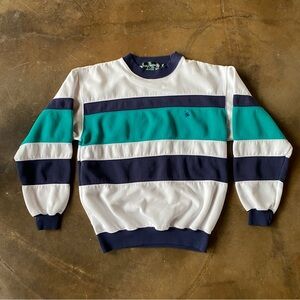 VTG 90s Knights of Round Table Striped Colorblock Crewneck